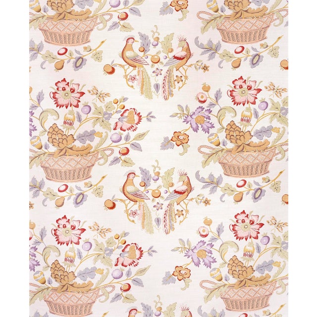 Bennison Fabrics "Bird and Basket" Bright on Oyster For Sale - Image 10 of 10