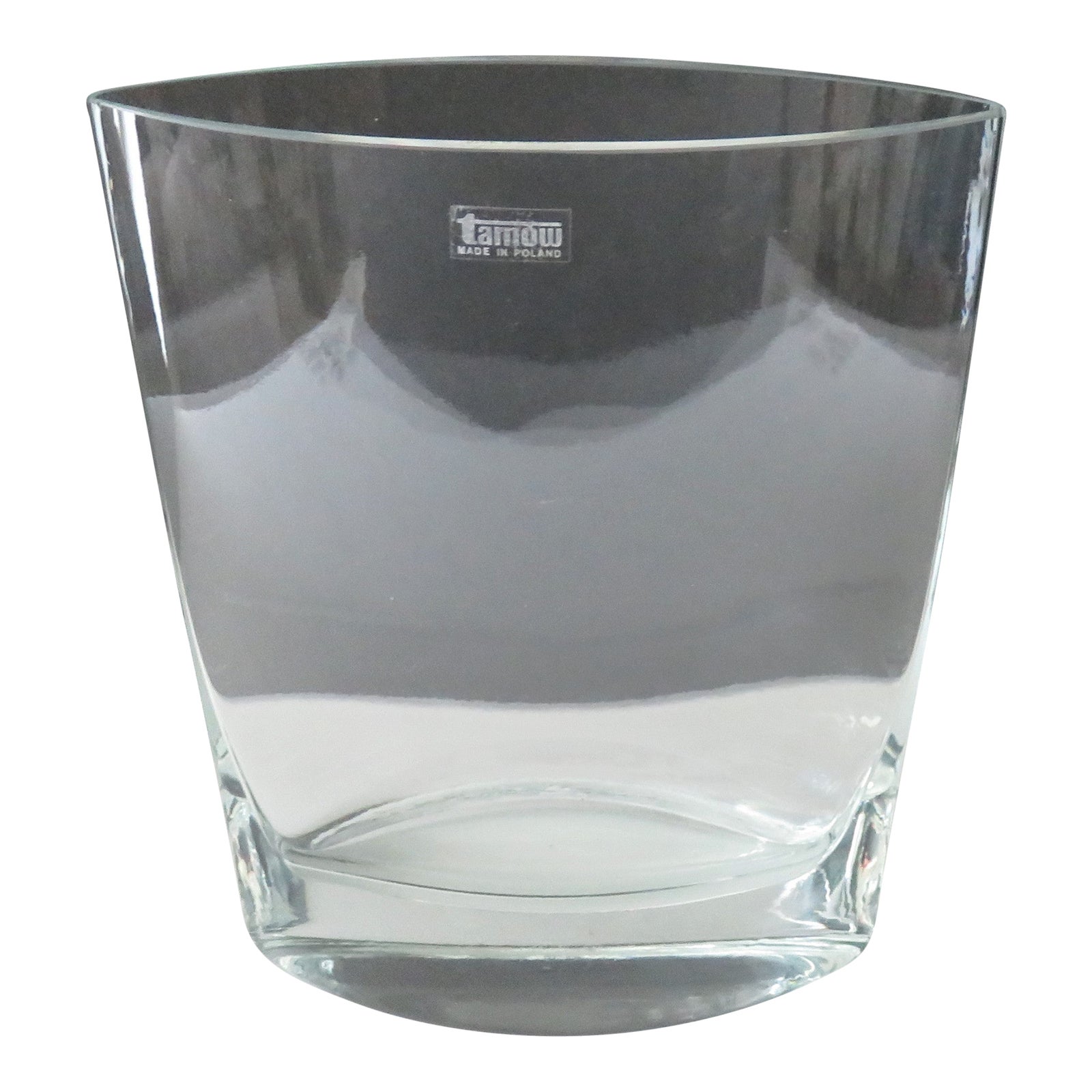 Mid 20th Century Polish Crystal Vase Large Clear Oval MidCentury Made in Tarnow Poland Chairish