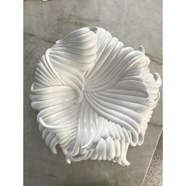 Vintage Artex International Large White Italian Ceramic Charger For Sale - Image 4 of 13