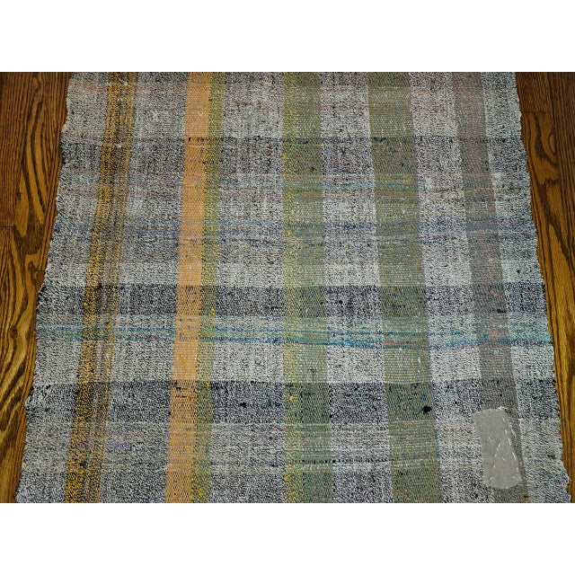 Textile Vintage Handwoven Turkish Kilim Runner, Flatwoven, Ivory & Green Stripe, 3' x 8' For Sale - Image 7 of 9