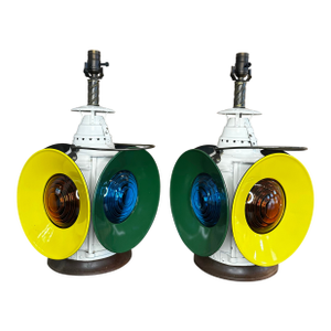 Pair of Vintage Railroad Switch Lamps