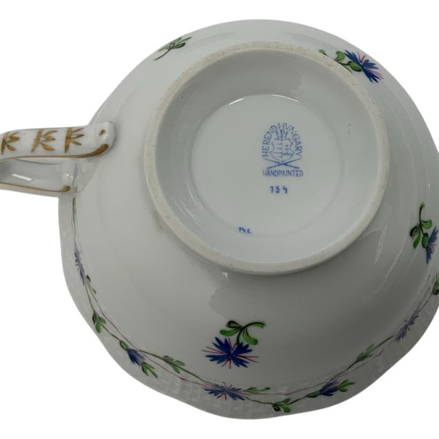 1980s Herend Blue Garland Porcelain Dinnerware Set Complete Service for 6 - 30 Pieces For Sale - Image 10 of 12