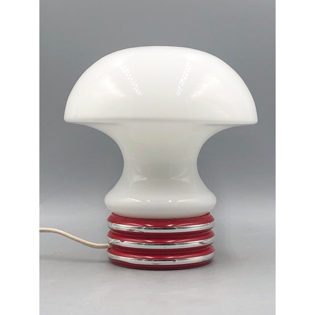 Space Age Mushroom Table Lamp in Opal Glass with Chrome Details, Italy, 1970s For Sale - Image 12 of 12