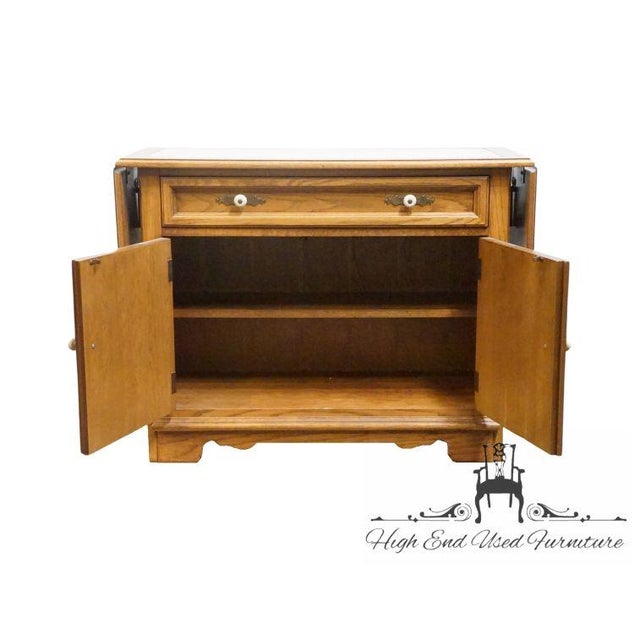 Wood Thomasville Furniture Homecoming Collection Solid Oak Rustic Country Style 56" Drop Leaf Server Buffet W. Granite Top For Sale - Image 7 of 18