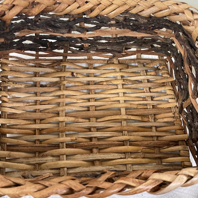 Vintage 11” Hand-Woven Grapevine Gathering Basket - Signed Br For Sale - Image 6 of 12