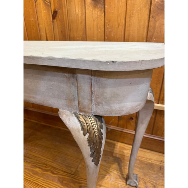 French Country Vintage Carved Distressed Console Table With Ball-Claw-Feet For Sale - Image 3 of 12