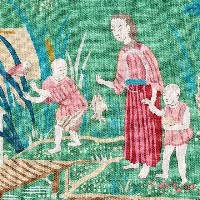 Chinoiserie Sample - Schumacher Yangtze River Fabric in Jade For Sale - Image 3 of 4