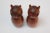 Danish Modern Teak Owl Salt and Pepper Shakers with Jeweled Eyes (one red, one green). Very good, vintage condition...