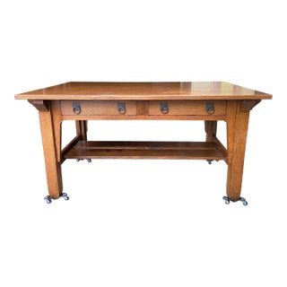 1910s Stickley Brothers (Attributed) Large Mission Oak Library Table For Sale
