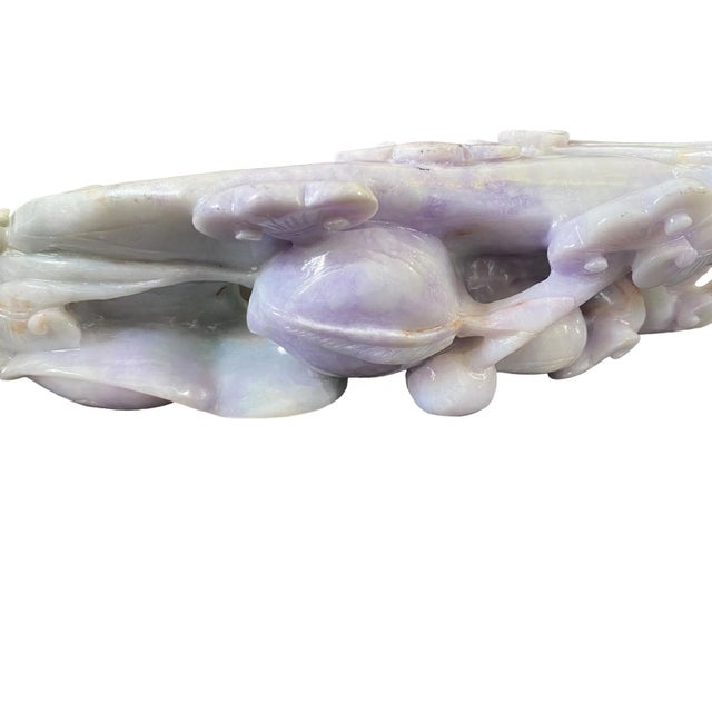 Jade Large Chinoiserie Jadeite Jade Lingzhi With Peach and Flowers 11.75" W. For Sale - Image 8 of 13