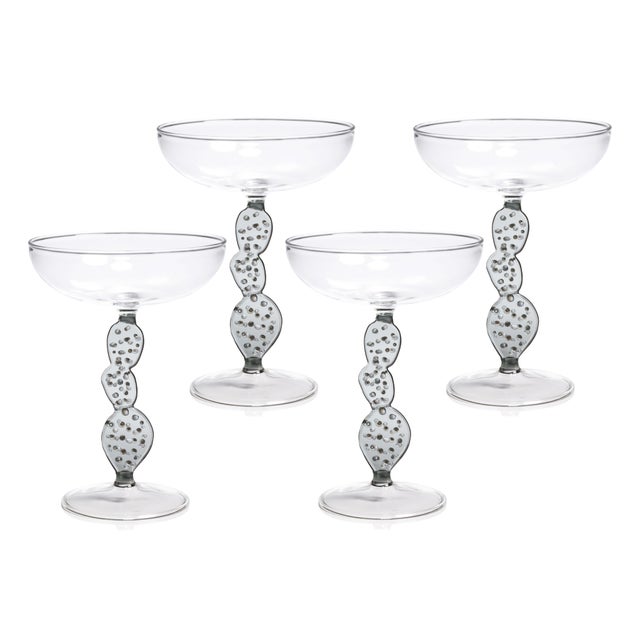 Climbing Cacti Cactus Tequila Cocktail Glasses, Set of 4- Smoke Grey For Sale - Image 4 of 4