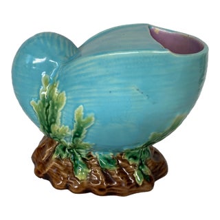 Late 19th Century George Jones Majolica Nautilus Shell Spoon Warmer For Sale