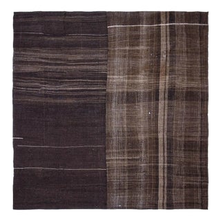 Square Large Vintage Brown Kilim Rug For Sale
