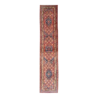 Antique Khotan Runner in Deep Indigo, Rust Red, and Soft Yellow Tones For Sale