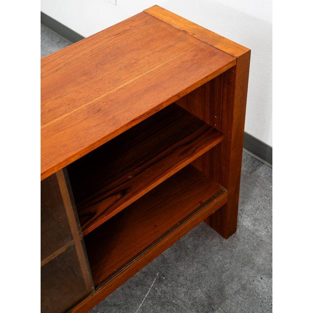 Brown Mid Century Danish Modern Bookshelf Cabinet Teak Shelves Glass Shelves 30" MCM For Sale - Image 8 of 12
