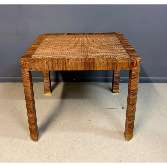 Attributed to Billy Baldwin for Bielecky Brothers Rattan Game Table and Chairs, Set of 3 1970s For Sale - Image 10 of 18