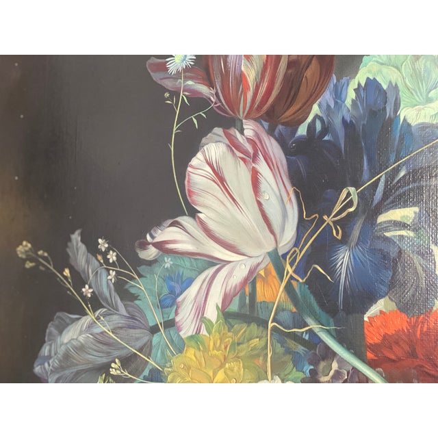 Black Angelo Granati, Floral Still Life with Fruit, Oil on Canvas, Framed For Sale - Image 8 of 12