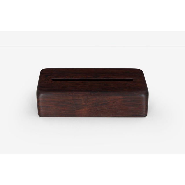 Arthur Espenet Carpenter Rosewood Tissue Box (circa 1965) This elegant rectangular tissue box exemplifies Arthur Espenet...
