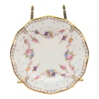 Mid 20th Century English Royal Crown Derby Bone China Floral Bread Plate Royal Antoinette Pattern 6" For Sale