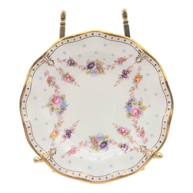 Mid 20th Century English Royal Crown Derby Bone China Floral Bread Plate Royal Antoinette Pattern 6" For Sale
