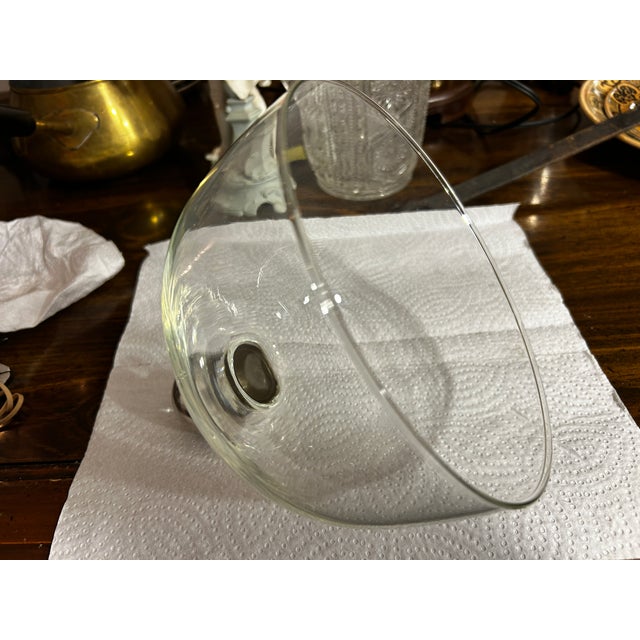 Vintage Mid Century Glass cloche or dome. It is sporting a very nice silver toned knob, unusual. Size is 6 1/2 inches...