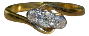 The Grove Avenue: Ladies Vintage 18K Gold Trilogy Ring set with Diamonds