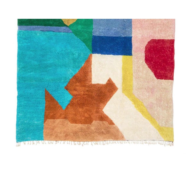 Textile Bold Color-Block Hand-Knotted Wool Rug | 13'9" X 9'11" | One of a Kind For Sale - Image 7 of 7
