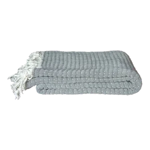 Pewter Quilted Hand-Loomed Cotton Throw