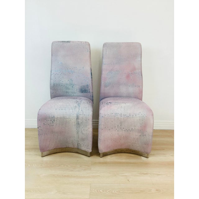 Silver Vintage 1980s Kagan Style Sculptural Armless Set of 8 Dining Chairs For Sale - Image 8 of 14