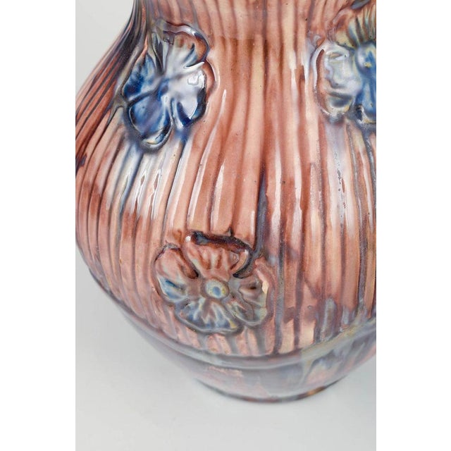 Large Vintage Ceramic Vase with Floral Reliefs from Roskilde Lervarefabrik, 1920s For Sale - Image 3 of 5