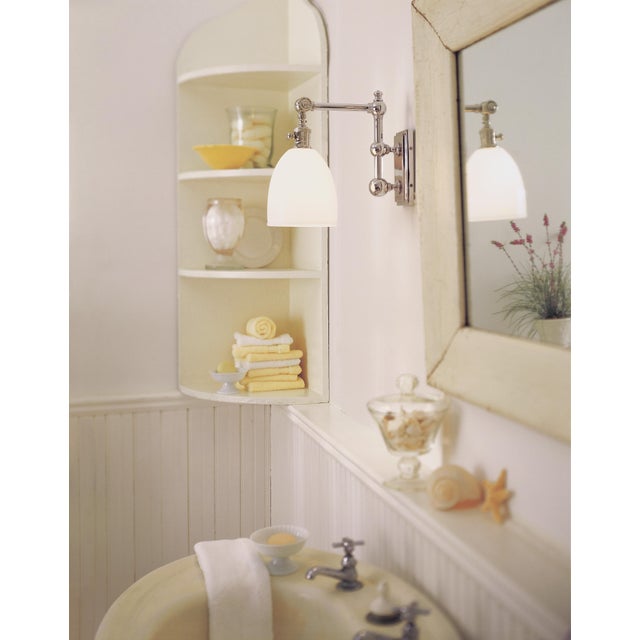 Pimlico Single Light in Polished Nickel with White Glass Designer: Chapman & Myers Height: 11" Extension: 12" Backplate:...