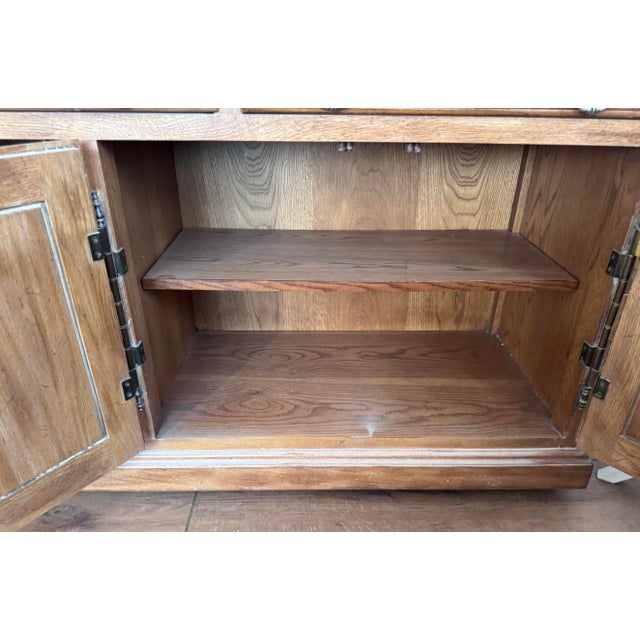 Farmhouse 1980s European-Farmhouse Solid Oak Sideboard Bar Cabinet For Sale - Image 3 of 10