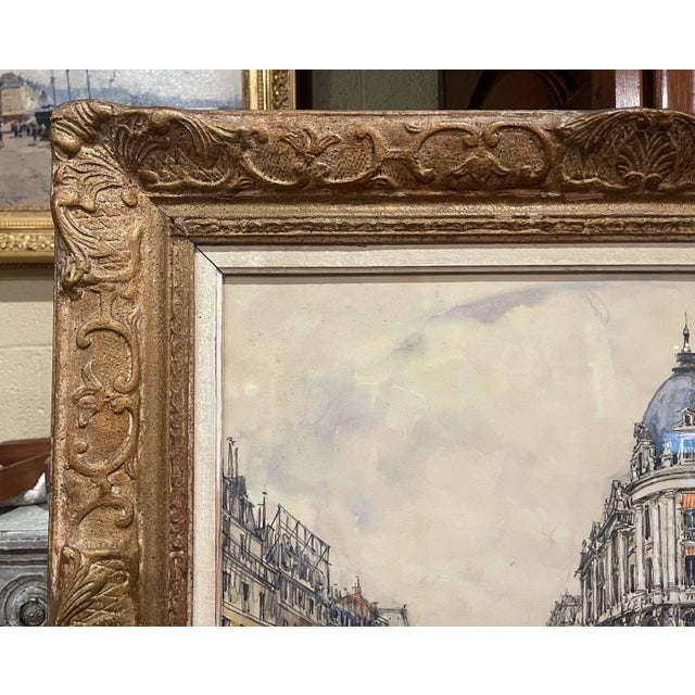 Gold Early 20th Century Framed Watercolor "Paris Les Boulevards" Signed Frank Will For Sale - Image 8 of 13