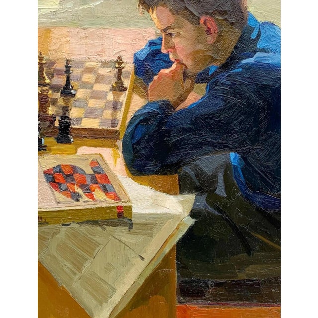 1960s Soviet Sport Antique Oil Painting Original Socialist Realism Soviet Art Ukrainian Artist Osenniy m.s. 100-78 1960 For Sale - Image 5 of 6