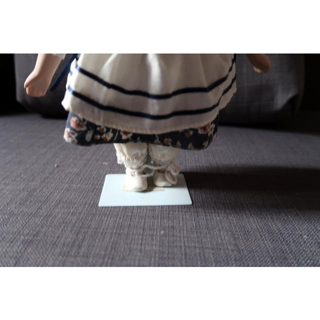 Mid-Century Modern Elegant Vintage Porcelain Doll, Blue and White Beauty From the 20th Century For Sale - Image 3 of 9