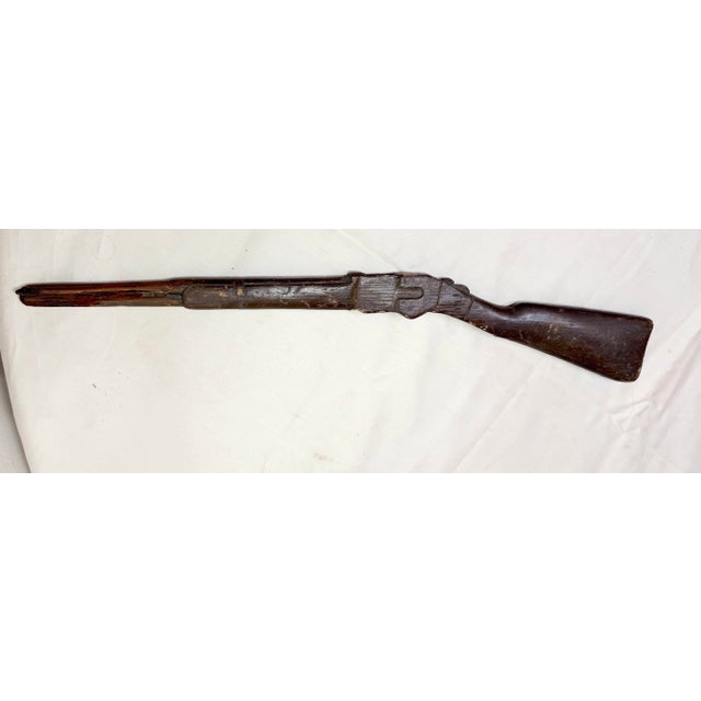 19th Century Antique 1800's Hand Carved Wood Folk Art Child Rifle Shotgun Toy Gun Sculpture For Sale - Image 5 of 10
