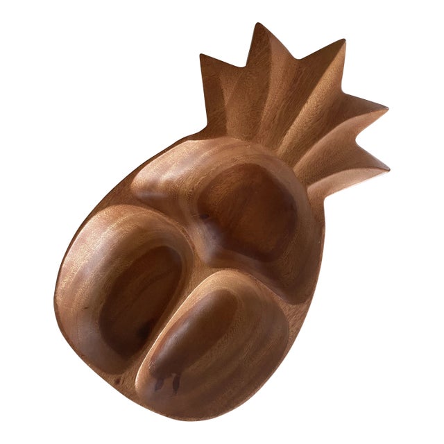 Vintage Hardwood Pineapple Nut Dish or Catchall For Sale