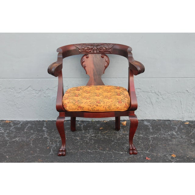 Traditional 1940s Vintage Empire Style Carved Side Chair For Sale - Image 3 of 12