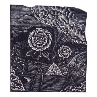 Japanese Artist, Flowers, Etchings, 1973, Set of 2 For Sale