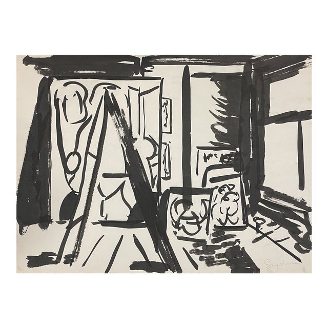 1970s Richard Snyder Studio Interior Painting For Sale