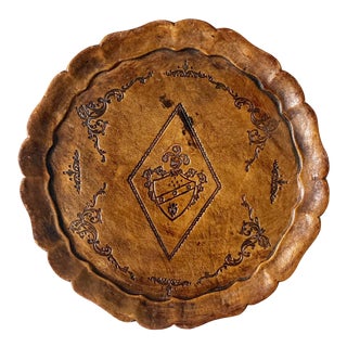 Mid 20th Century Leather Tray With Coat of Arms For Sale