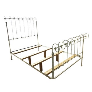 Antique Iron Sleigh Queen Bed Frame For Sale