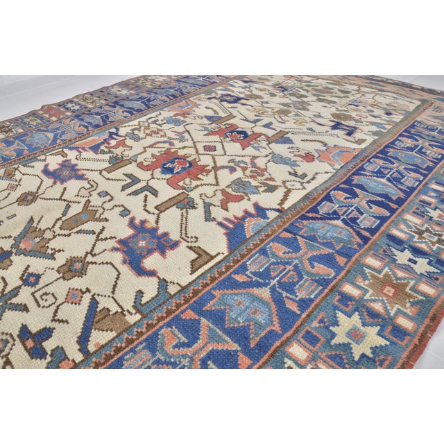 Off-white Geometric Vintage Anatolian Carpet For Sale - Image 8 of 10
