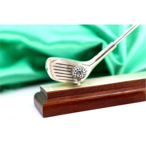 Silver Golf Club and Ball with Wooden Handle and Plated Base For Sale - Image 6 of 7