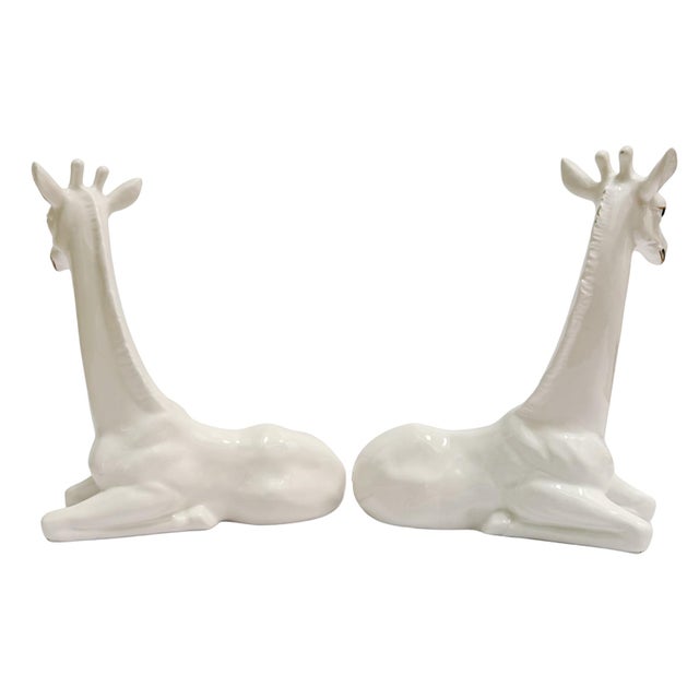 1970 Fitz & Floyd White Porcelain Giraffe Bookends - A Pair For Sale In San Diego - Image 6 of 8