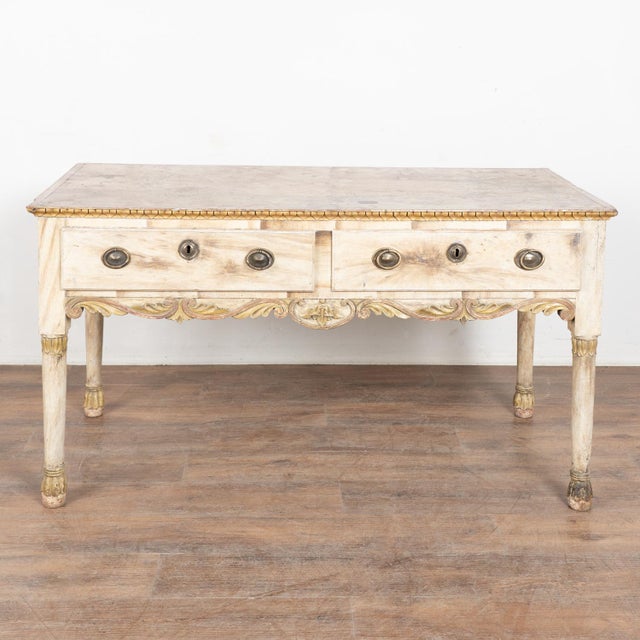 Neoclassical 19th Century Original Painted Portuguese Console Table With Two Drawers For Sale - Image 3 of 18