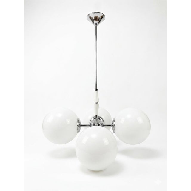 1920's - 1930's ceiling lamp Spanish French or Italian origin chome and glass European Plug (up to 250V).The wiring of...