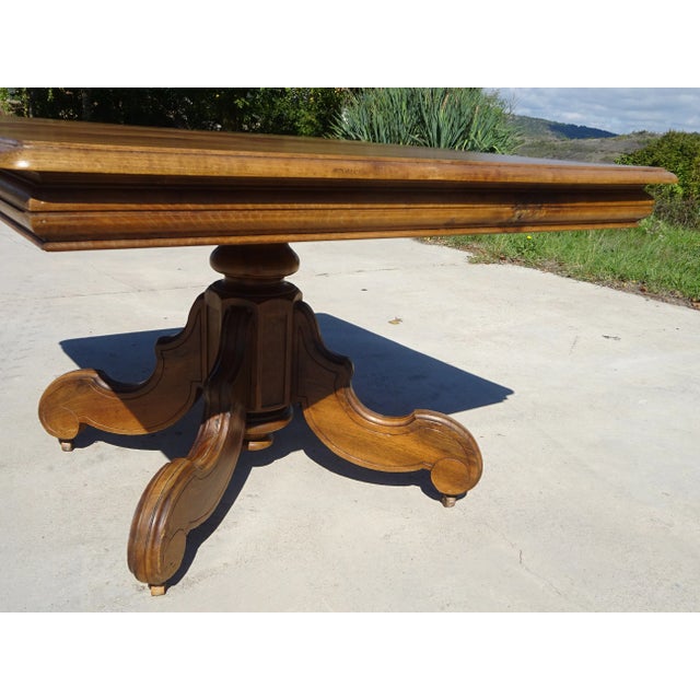 19th Century Solid Walnut Square Pedestal Table For Sale - Image 17 of 18