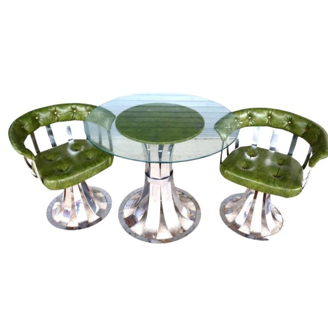 Russell Woodard Style Chrome Swivel Dining Set – Mid-Century Modern - Set of 3 For Sale - Image 9 of 9