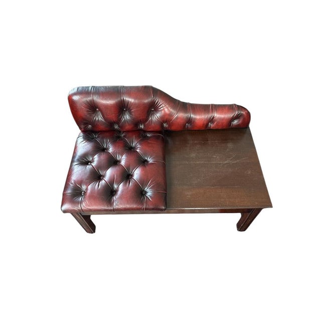 Animal Skin Chesterfield Telephone Bench in Leather For Sale - Image 7 of 8